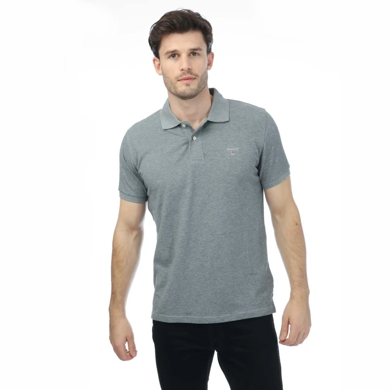 Image of Gant Piqu Rugger Polo Shirt - Grey Grey S