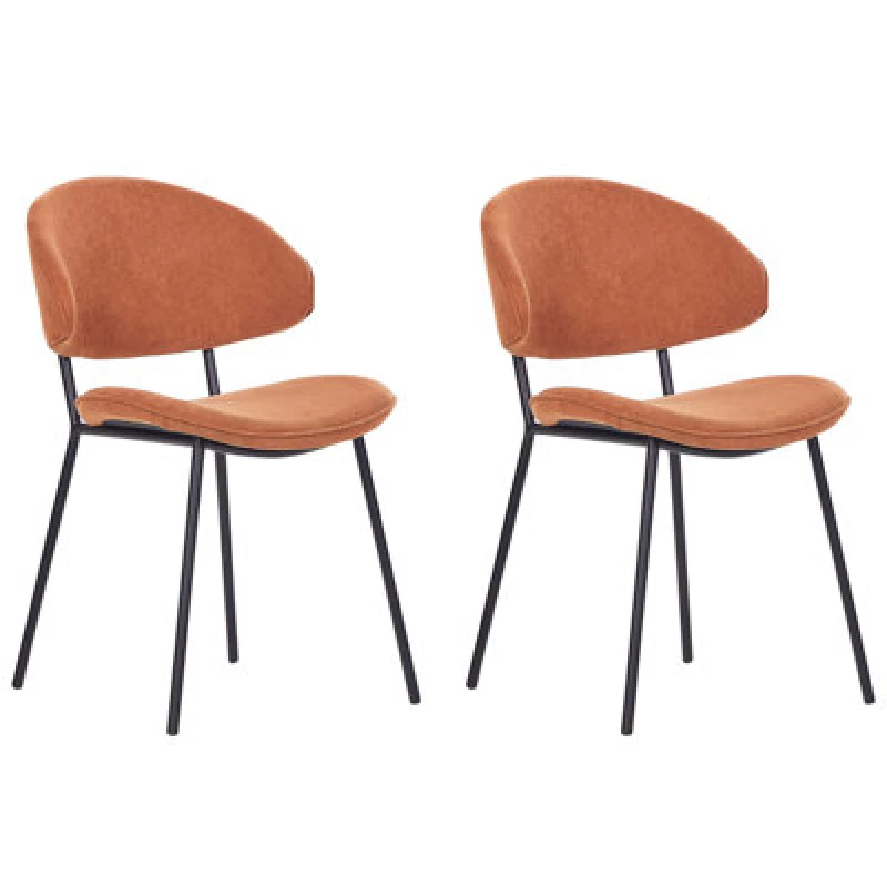 Image of Beliani Set Of 2 Dining Chairs Kiana Orange