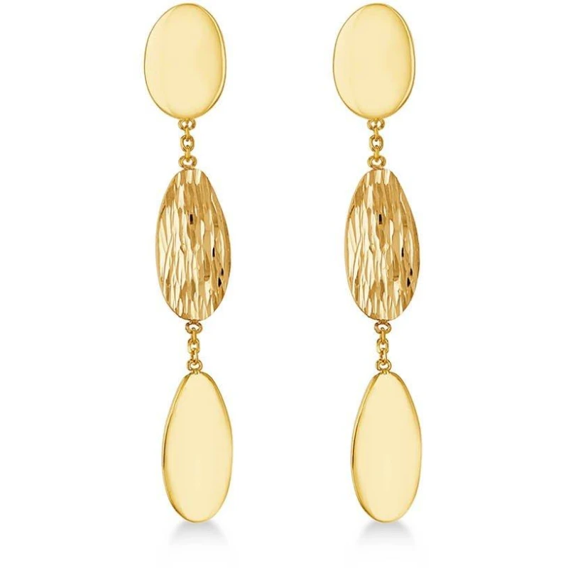 Image of Be You 9ct Gold Polished and Satin Stud Drop Earrings Yellow Gold female One Size