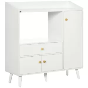 Image of HOMCOM Kitchen Cupboard, Microwave Cabinet, Storage Cabinet with Doors, Drawer, Adjustable Shelves, White