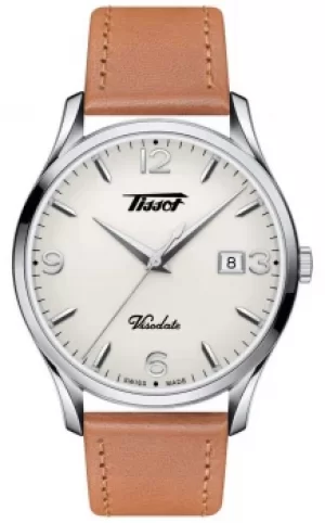 Image of Tissot Mens Visodate Heritage Quartz Beige Dial Tan Leather Watch