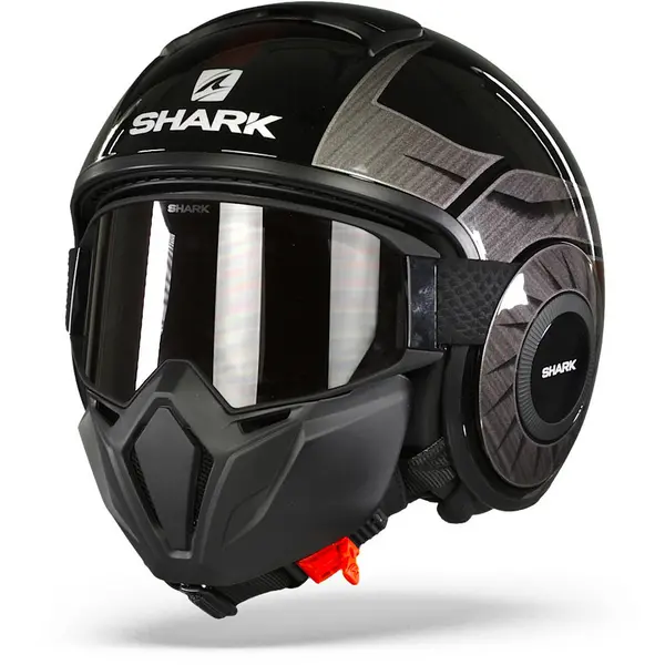 Image of Shark Street Drak Tribute Rm Black Chrom Red KUR Jet Helmet XS