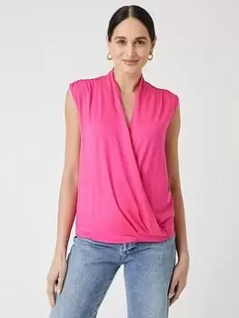 Image of Wallis Sleeveless Wrap Top - Pink, Size S, Women