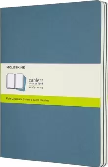 Image of Set Of 3 Moleskine Extra Large Plain Cahier Journals : Brisk Blue