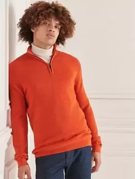 Image of Superdry Studios Merino 1/4 Zip, Orange Size M Men