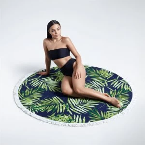 Image of SoulCal Round Towel - Navy Palm Print