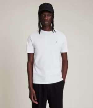 Image of AllSaints Mens Regular Fit Cotton Slim Brace Tonic Short Sleeve Crew T-Shirt, White, Size: L