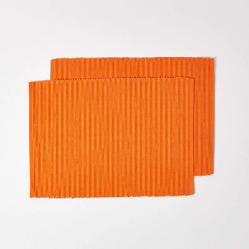 Image of Homescapes Cotton Plain Pack of 2 Placemats Orange