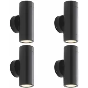 Image of Loops - 4 pack Up & Down Twin Outdoor Wall Light - 2 x 7W LED GU10 - Satin Black