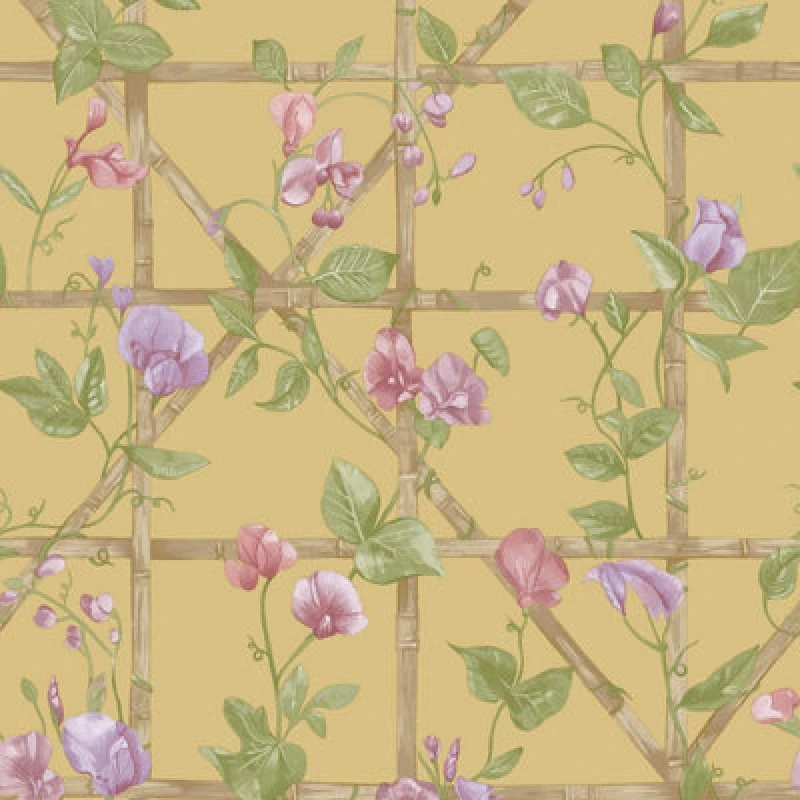 Image of Holden Decor Trailing Floral Trellis Wallpaper Ochre Holden 14201