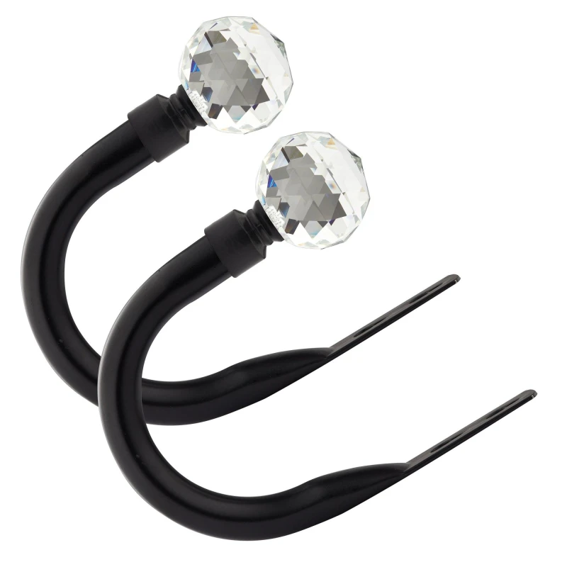 Image of Crystal - Pair of Holdaback Tiebacks with End Finials in Matt Black - Matt Black - Emma Barclay TJ Hughes 5050238080980