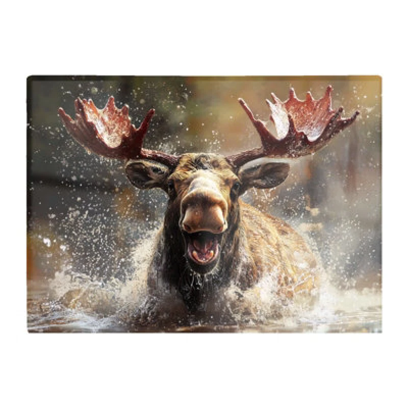 Image of Warren Reed Designer Splashart Moose Enjoying A Swim Chopping Board