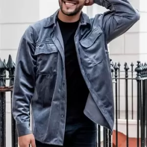 Image of I Saw It First Mens Oversized Boxy Cord Shacket - Grey