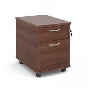 Image of Maestro 25 Mobile 2 Drawer Pedestal With Silver Handles 600mm Deep - Walnut