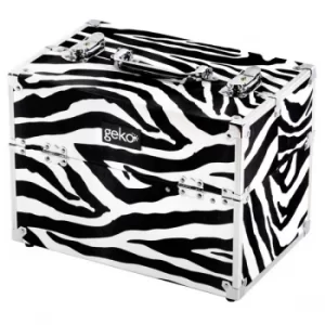 Image of Zebra Vanity Case Makeup Box Silver