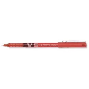 Image of Pilot V5 Rollerball Pen Needle Tip 0.5mm Line 0.3mm Red Pack of 12