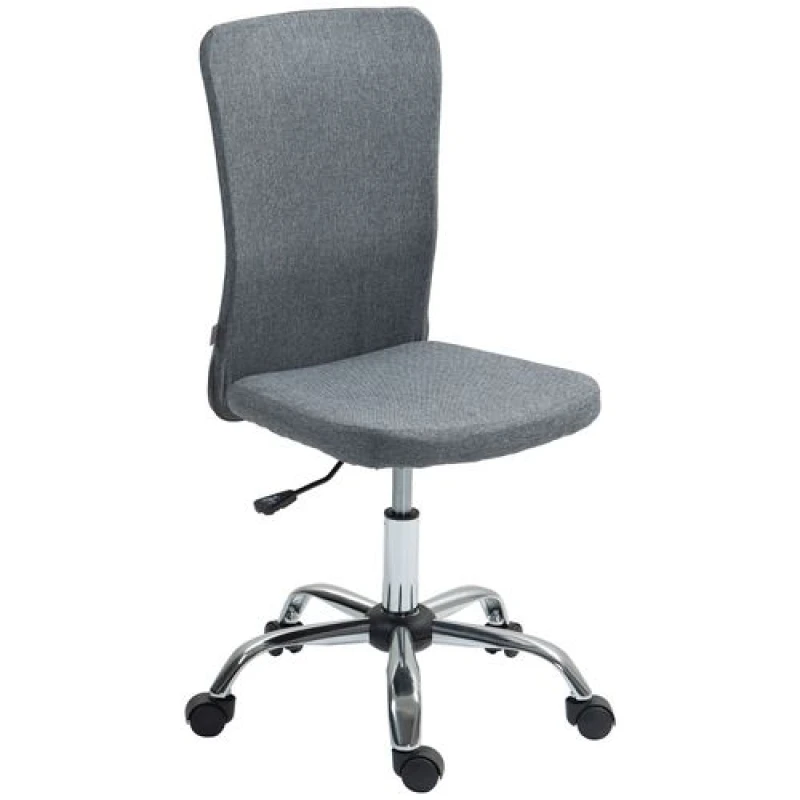 Image of HOMCOM Armless Computer Desk Chair, Makeup Vanity Chair for Home, Grey Grey