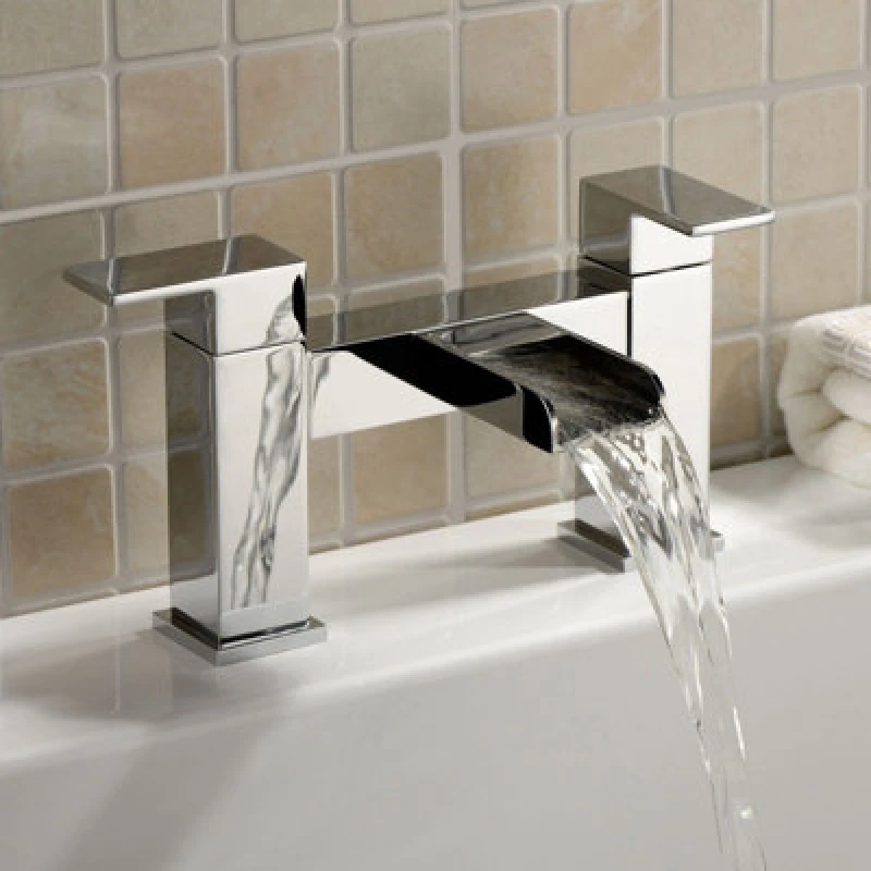 Image of Nes Home Square Waterfall Bathroom Bath Filler Mixer Chrome Tap