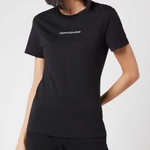 Image of Calvin Klein Jeans Womens Back Monogram Crew Neck T-Shirt - Ck Black - S