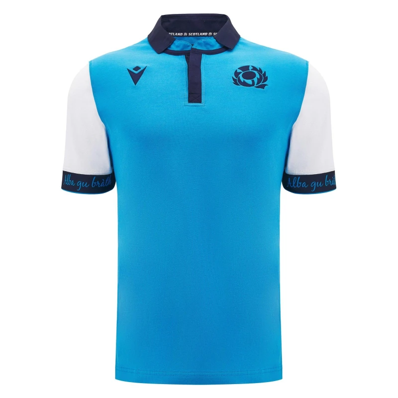 Image of Macron Scotland Rugby Away Cotton Shirt 2024 Adults - White White S