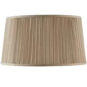 Image of 17" Luxury Oval Straight Sided Lamp Shade Beige Pleated Organza Modern Elegant