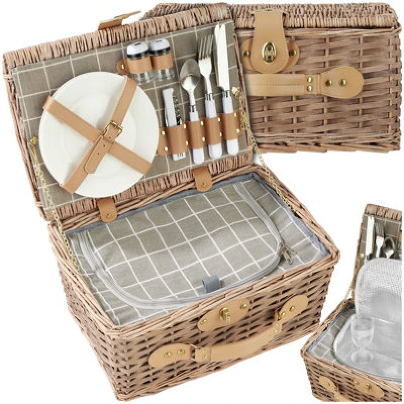 Image of Tectake Picnic Basket Lange - For 2 People, With Cooler Compartment & Accessories