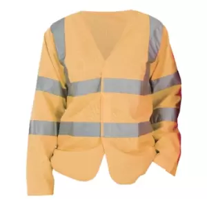 Image of Yoko Mens Hi-Vis Long Sleeve Waistcoat / Jacket (Pack of 2) (M) (Hi Vis Orange)