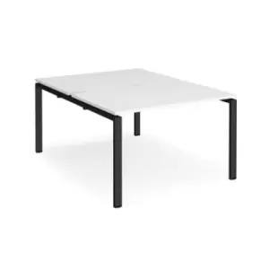 Image of Bench Desk 2 Person Rectangular Desks 1200mm White Tops With Black Frames 1600mm Depth Adapt