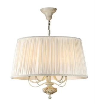 Image of Maytoni Lighting - Olivia Ceiling Pendant Lamp Ivory with Pleated Satin Shade., 5 Light, E14