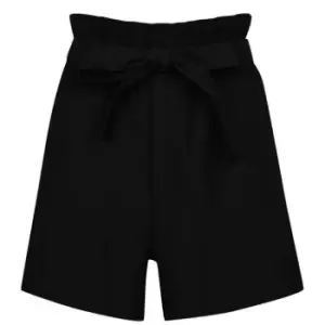 Image of Firetrap High Waisted Paper Bag Shorts - Black