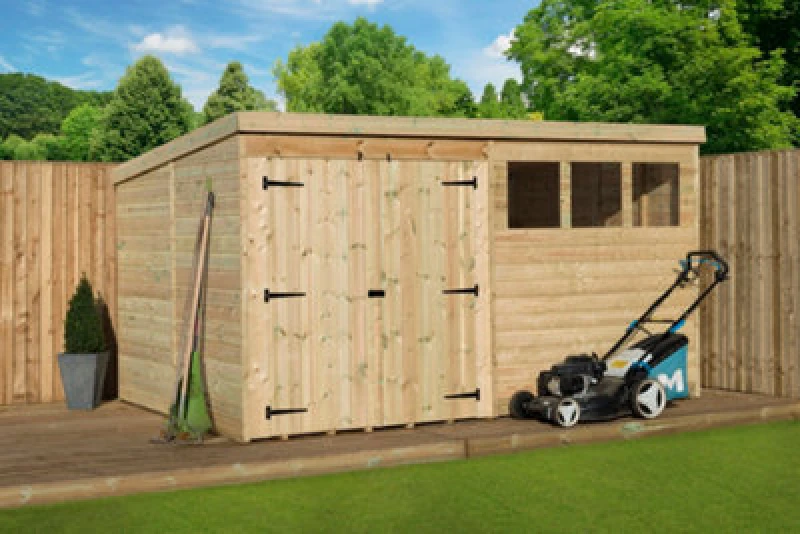 Image of Empire Sheds Empire 4000 Pent 14X7 Double Door Left Windows