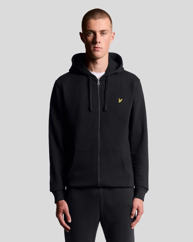 Image of Lyle & Scott Lyle & Scott Classic Zip Through Hoodie Black Male L42 EV42302