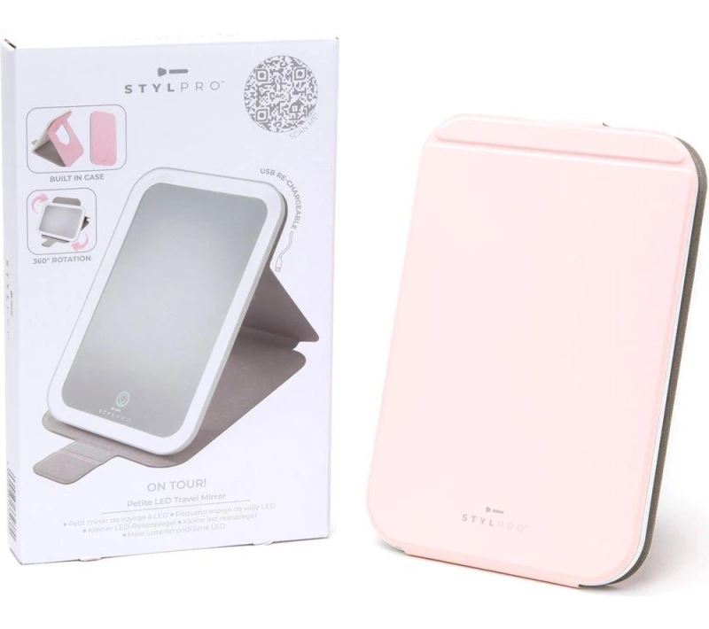Image of STYLPRO On Tour Petite LED Travel mirror - Pink 5060288332380