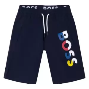 Image of Boss Kids Boys Graphic Logo Swim Shorts In Navy - Size 8 Years