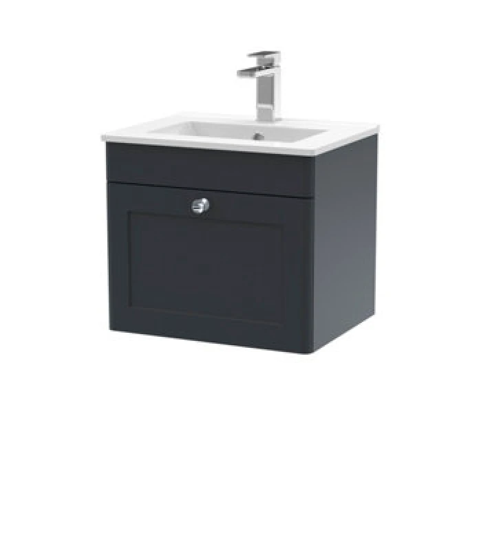 Image of nuie 500mm Wall Hung 1 Drawer Vanity & Basin 2 - Soft Black CLC1491C