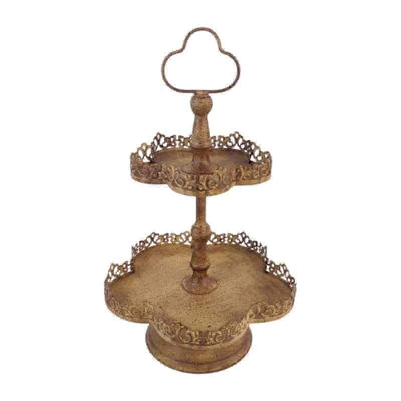 Image of Minster 2 Tier Cake Stand - Metal - L28 X W28 X H48cm - Rusty