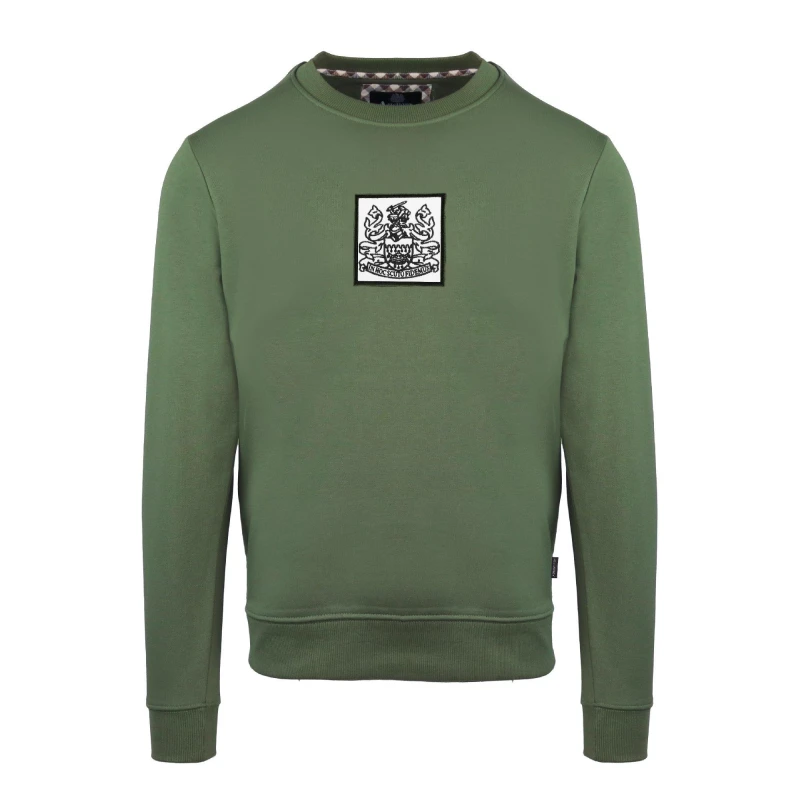 Image of Aquascutum Mens Round Neck Crew Sweatshirt Military Green male Small