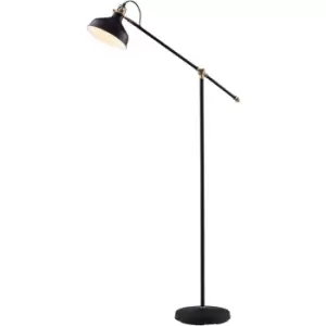 Image of Mia Standard Task Floor Lamp with Black Shade, Adjustable Reading Spot Light, Modern Tall Lighting for Living Room or Office - Black / Black Finished