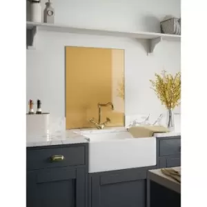 Image of Brass Glass Kitchen Splashback 900mm x 750mm - Brass - Laura Ashley