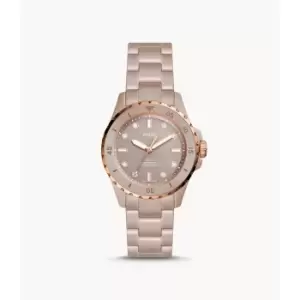 Image of Fossil Womens Fb-01 Three-Hand Ceramic Watch - Salted Caramel
