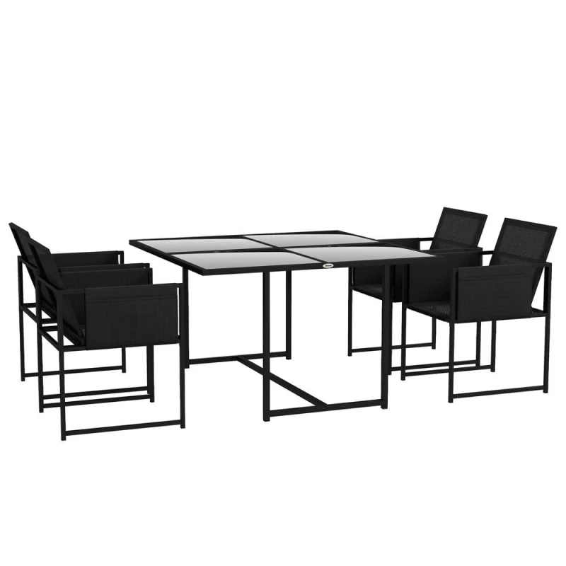 Image of Outsunny 4 Seater Outdoor Table and Chairs with Adjustable Backrest for Garden - Outsunny 5056725511586