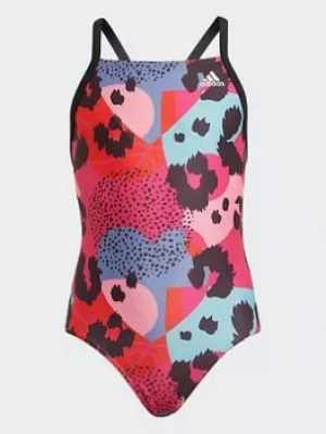 Image of adidas Flower Swimsuit, Black, Size 11-12 Years, Women