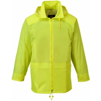 Image of Portwest - S440 Yellow Sz XXL Classic Rain Jacket Coat Waterproof Hooded Zipped