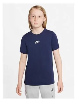 Image of Nike Boys NSW Repeat Short Sleeve T-Shirt - Navy, Size M