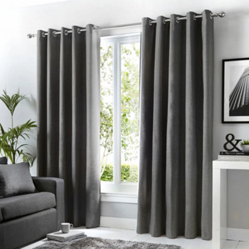 Image of Dreams & Drapes Dreams & Drapes Sorbonne Eyelet Curtains Charcoal 117 x 137cm FS66409