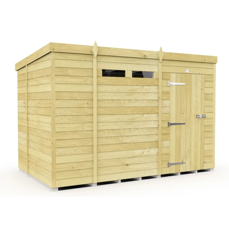 Image of Buttercup Farm 10 x 7 Feet Pent Security Shed - Single Door - L214 x W302 x H201cm in Brown Brown Unisex