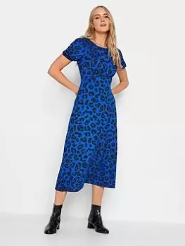 Image of Long Tall Sally Long Tall Sally Blue Animal Flutter Sleeve Tea Dress, Blue, Size 8, Women
