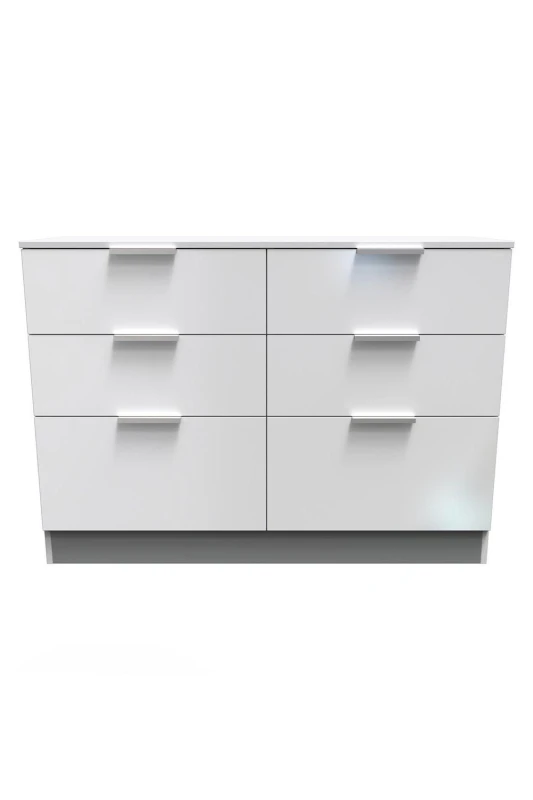 Image of Poole 6 Drawer Wide Chest In White (Ready Assembled)