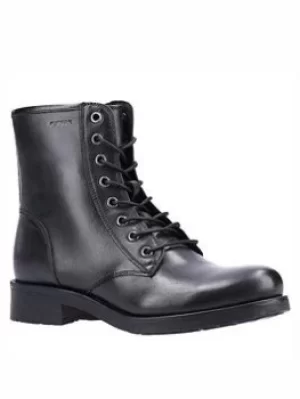 Image of Geox Rawelle Leather Lace Up Boots, Black, Size 5, Women