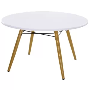 Image of HOMCOM Modern Round Coffee Tea Table White Storage MDF Side End W/Solid Pine Legs Scandinavian Retro D80 x 45H cm